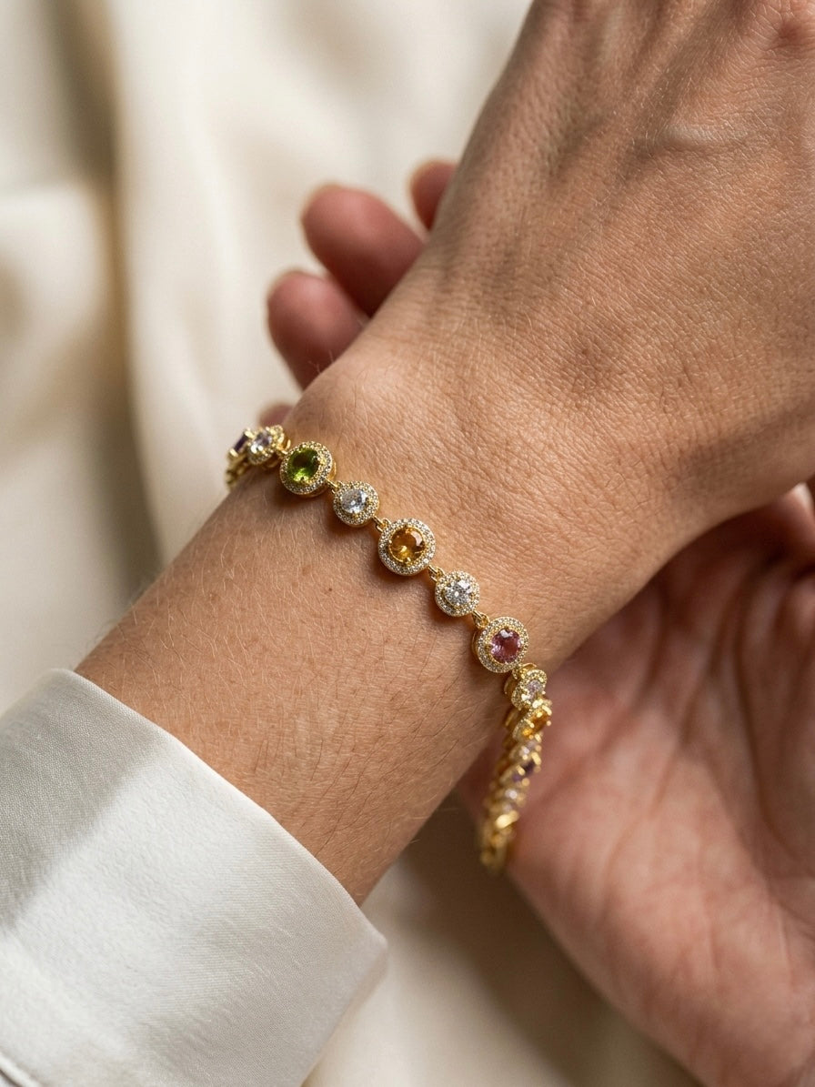 Prism Halo Multi-Gem Tennis Bracelet