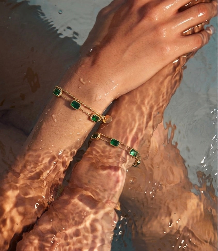 Verdant Emerald Duo-Chain Bracelet