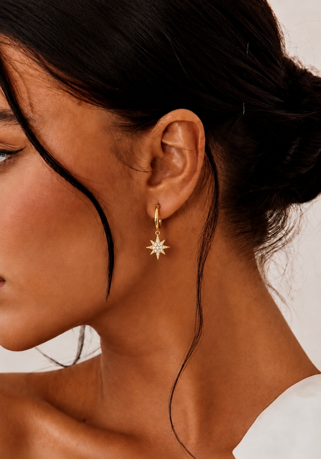 Dainty North Star Hoop Earrings | 18K Gold-Plated Celestial Jewelry
