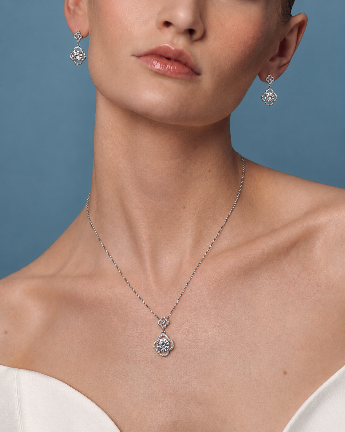 Clover-Inspired Drop Jewelry Set | Elegant Floral Coordination 🍀