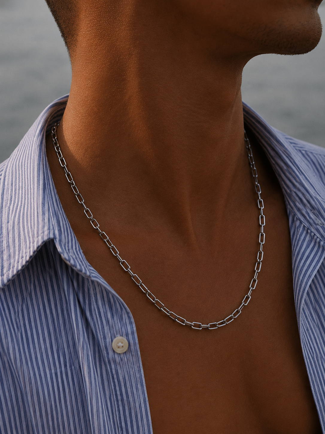 Classic Silver-Tone Paperclip Chain Necklace | Modern Minimalist Essential