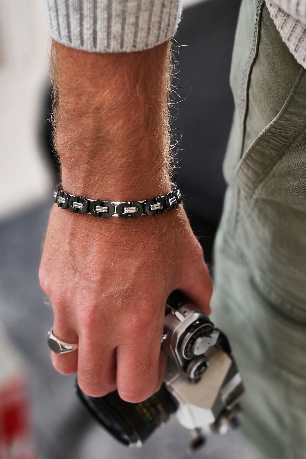 Men's Two-Tone Byzantine Link Bracelet | Modern Contrast Essential