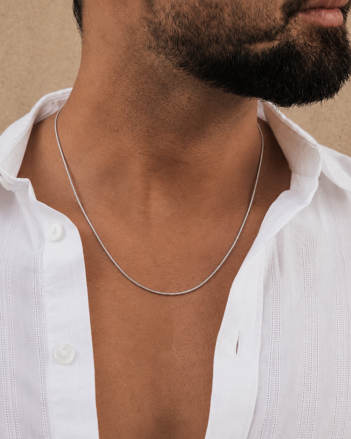 Men's Silver-Tone Liquid Metal Chain Necklace | Modern Minimalist Essential