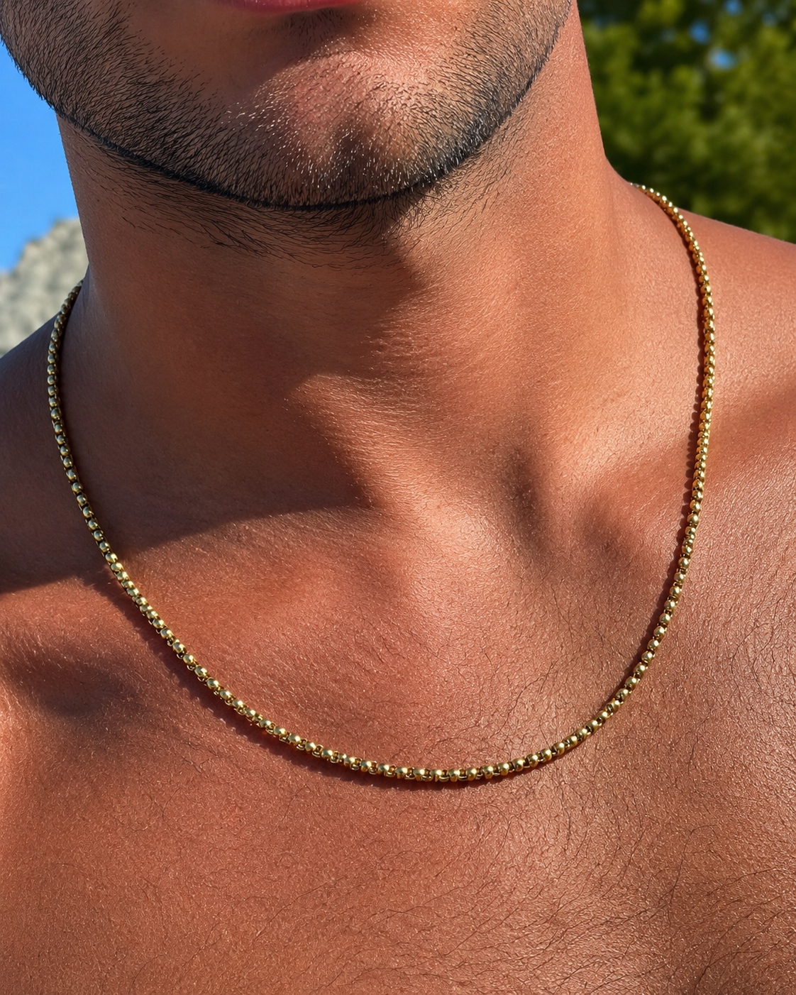 Gold-Tone Rounded Box Chain Necklace | Minimalist Everyday Essential