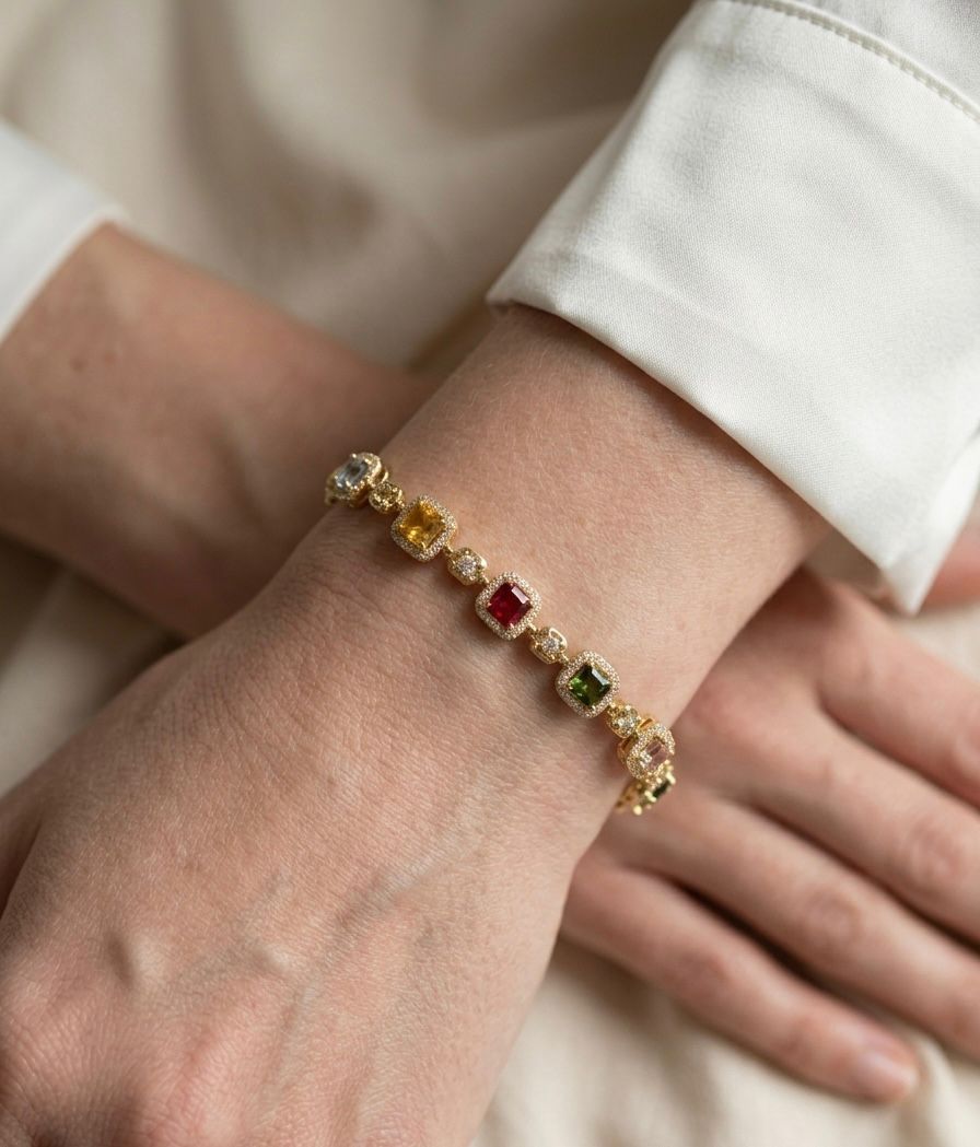 Prism Square-Halo Tennis Bracelet