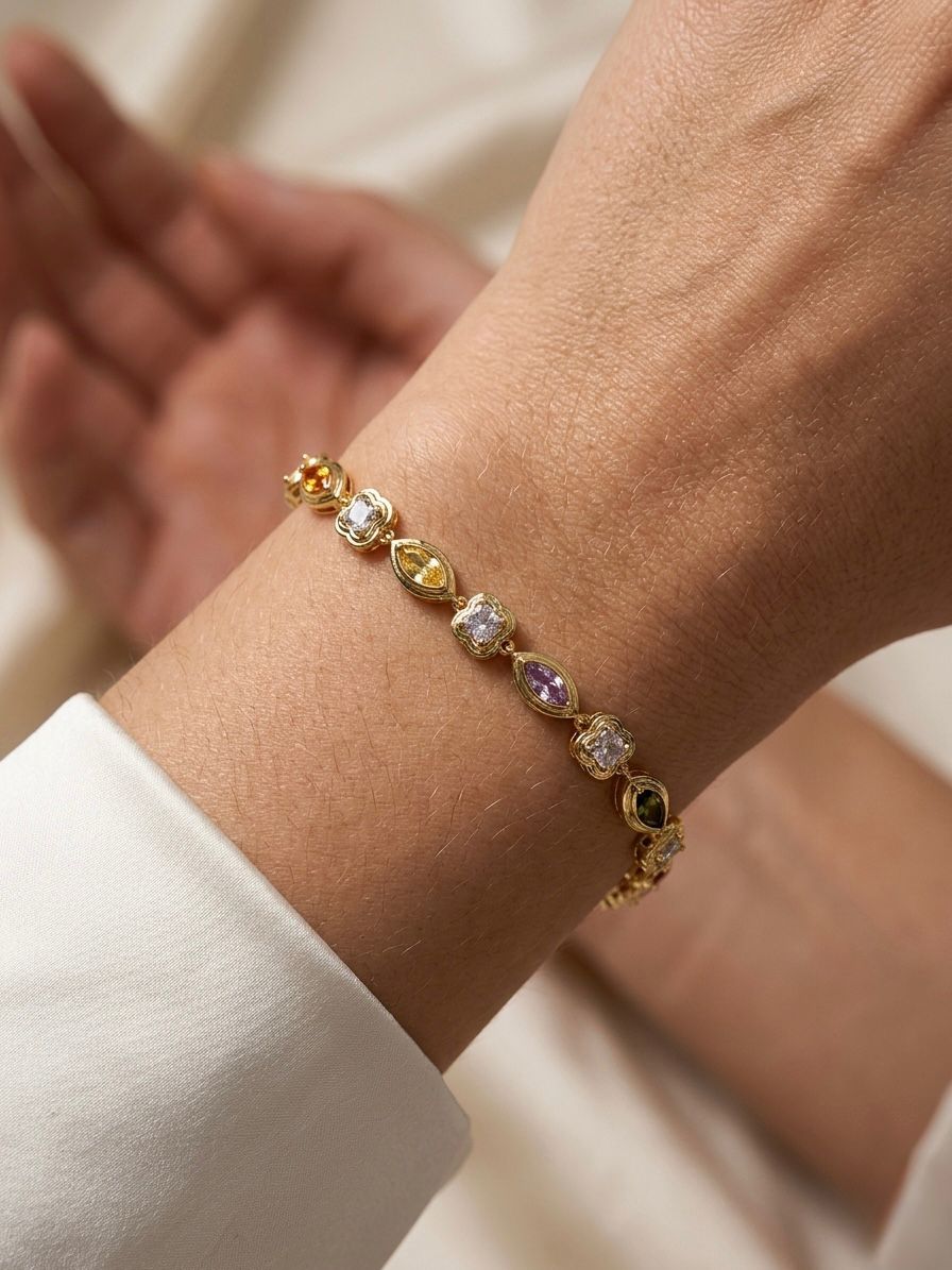 Mosaic Charm Multi-Gem Tennis Bracelet
