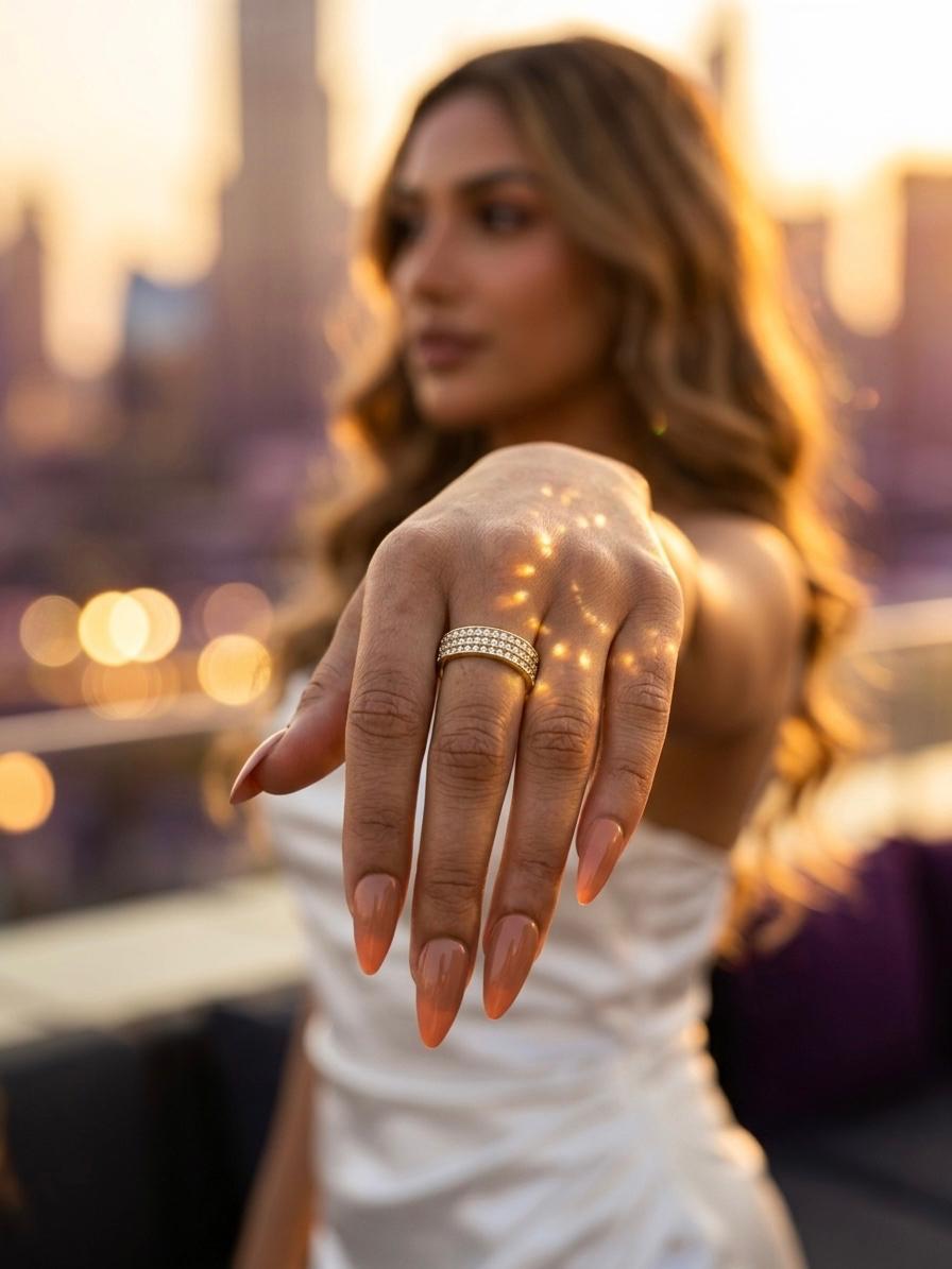Triple Row Pavé Band Ring | 18K Gold-Plated Stainless Steel