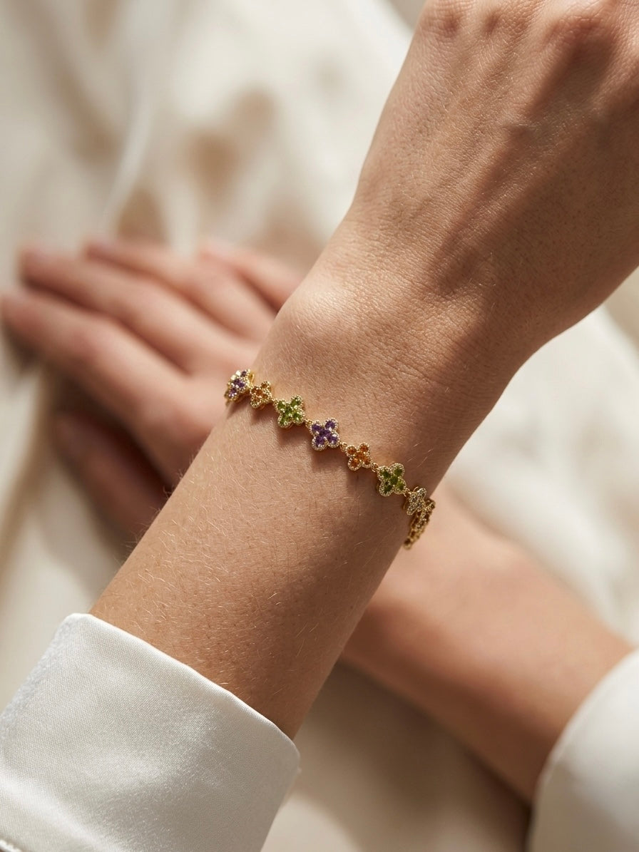 Kaleidoscope Clover Charm Bracelet