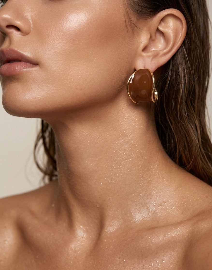 Amber Wave Clip-On Earrings