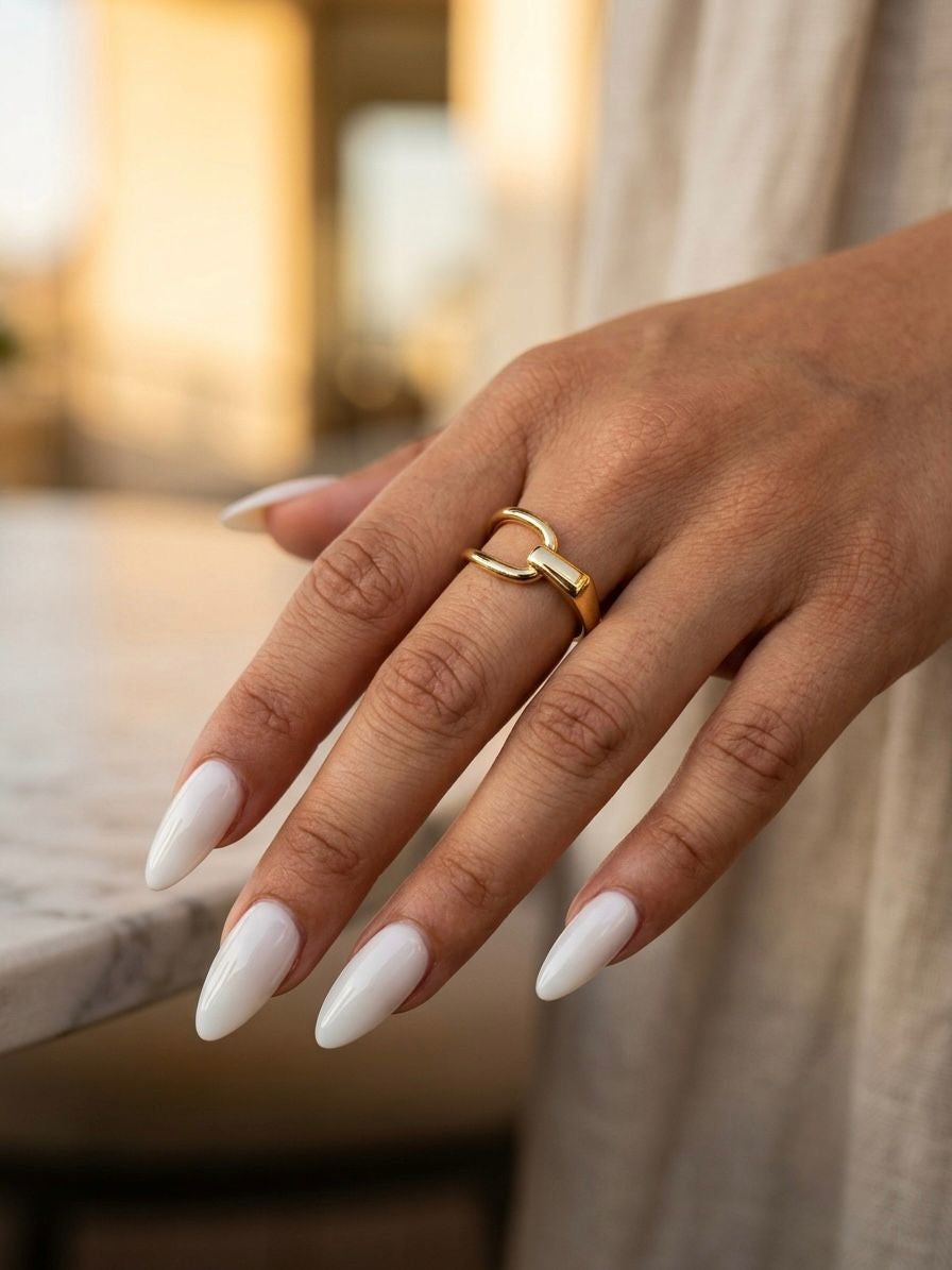 The Minimalist Clasp Band | Sleek Polished Gold-Tone Statement Ring