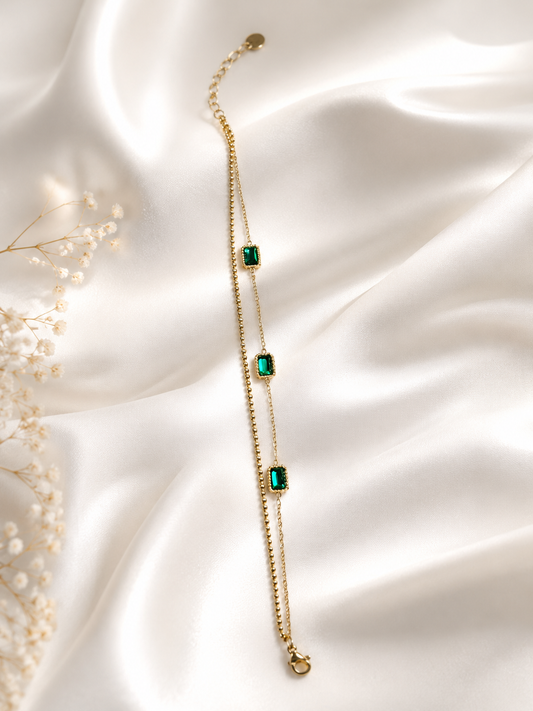Verdant Emerald Duo-Chain Bracelet