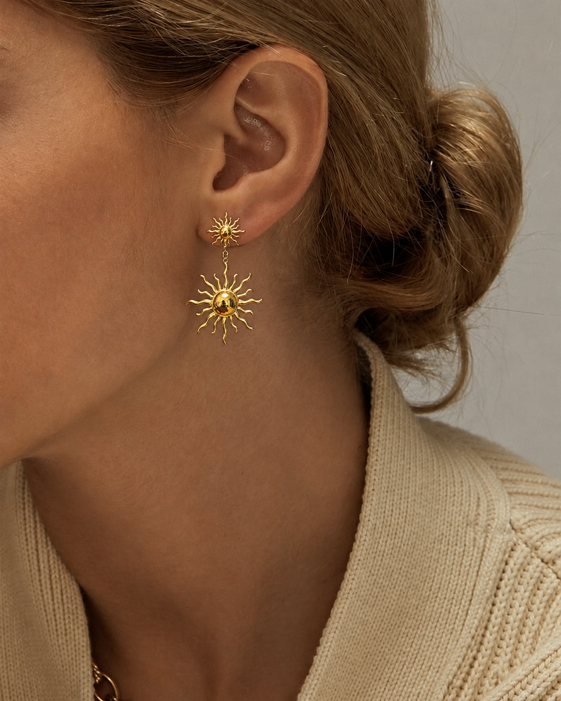 Sunburst Drop Earrings | Radiant 18K Gold-Plated Statement Jewelry