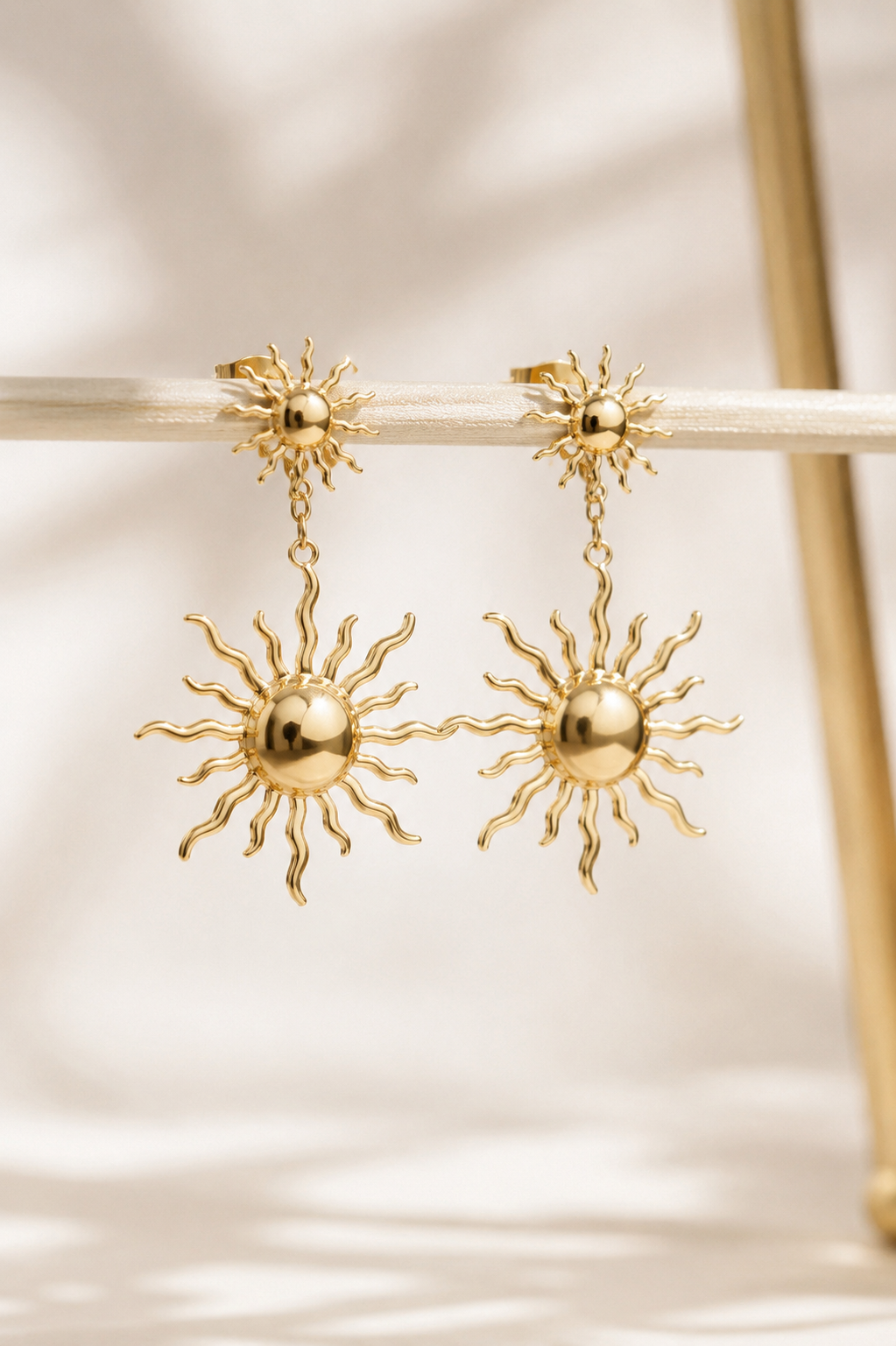 Sunburst Drop Earrings | Radiant 18K Gold-Plated Statement Jewelry