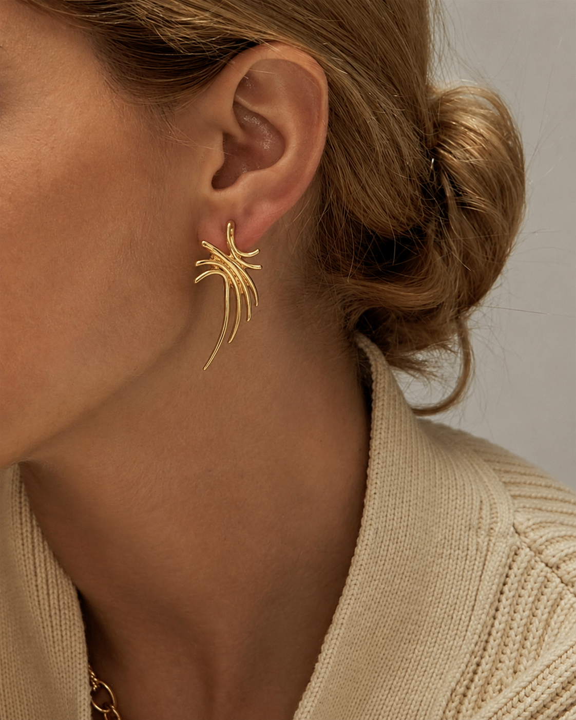 Abstract Fan Statement Earrings | Sculptural 18K Gold-Plated Stainless Steel Jewelry