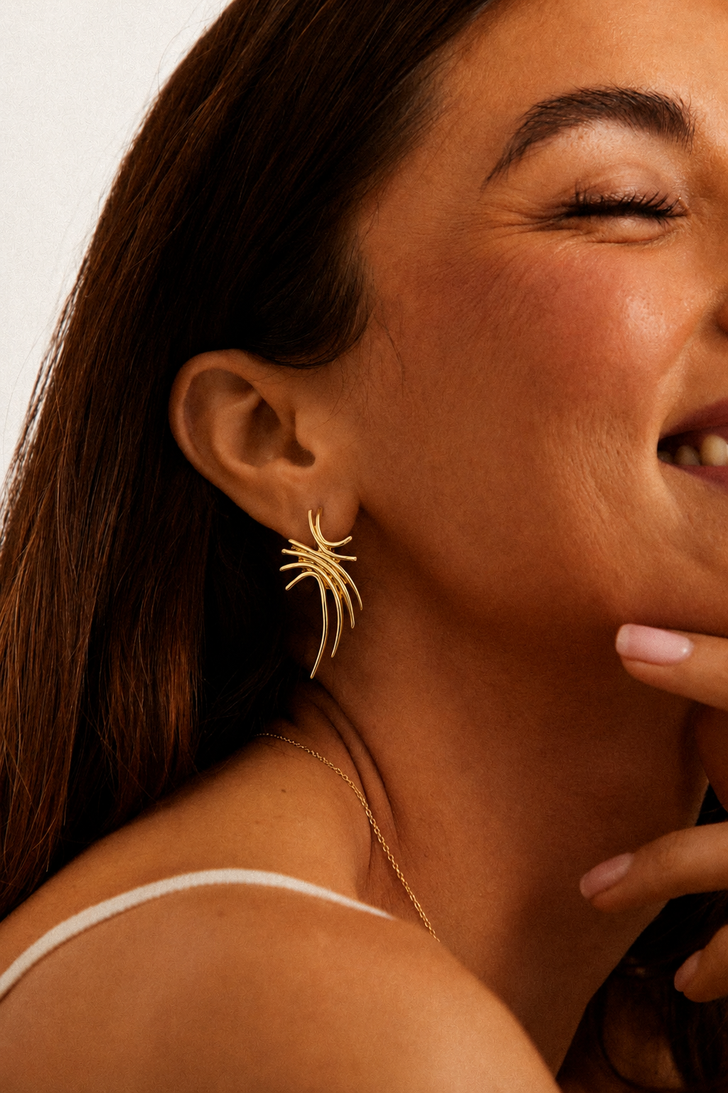 Abstract Fan Statement Earrings | Sculptural 18K Gold-Plated Stainless Steel Jewelry