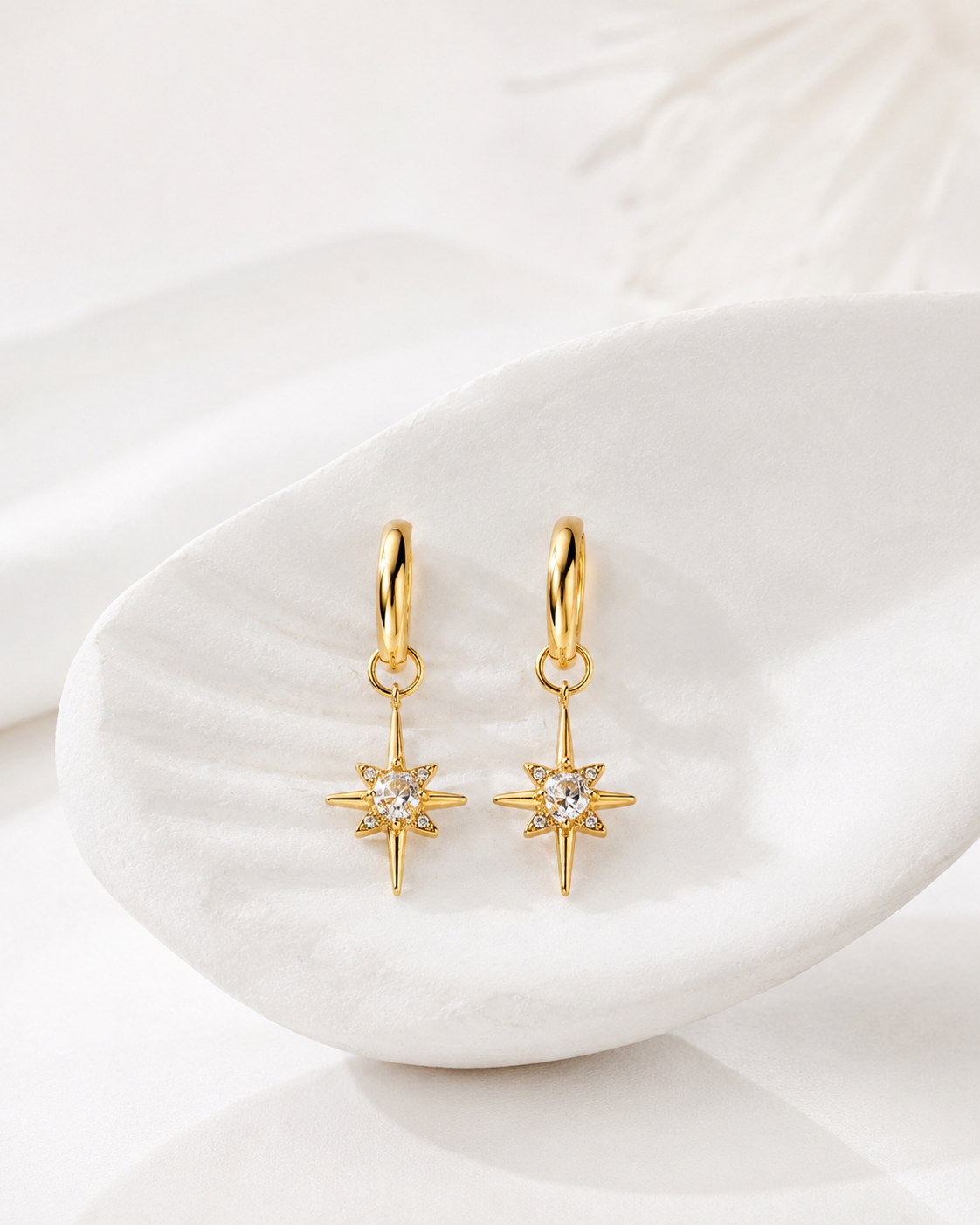 Star Drop Hoop Earrings | 18K Gold-Plated Celestial Jewelry