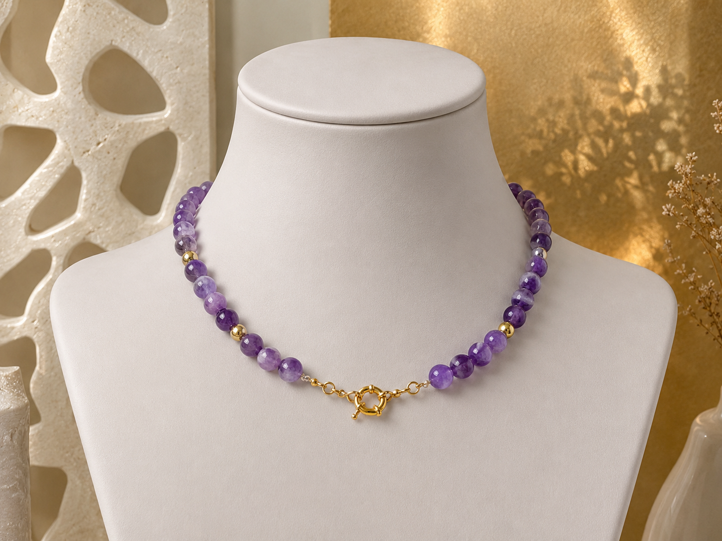 Royal Amethyst Beaded Necklace 💜 | Anti Tarnish
