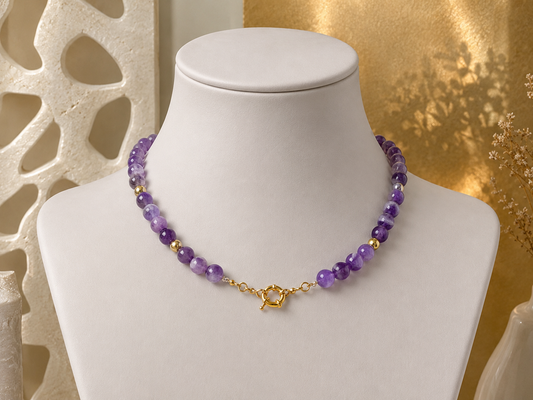 Royal Amethyst Beaded Necklace 💜 | Anti Tarnish