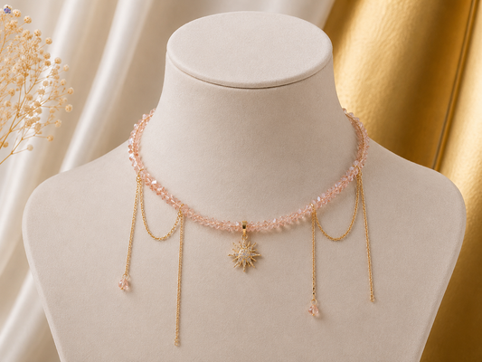 Ethereal Shimmer Beaded Choker Anti Tarnish
