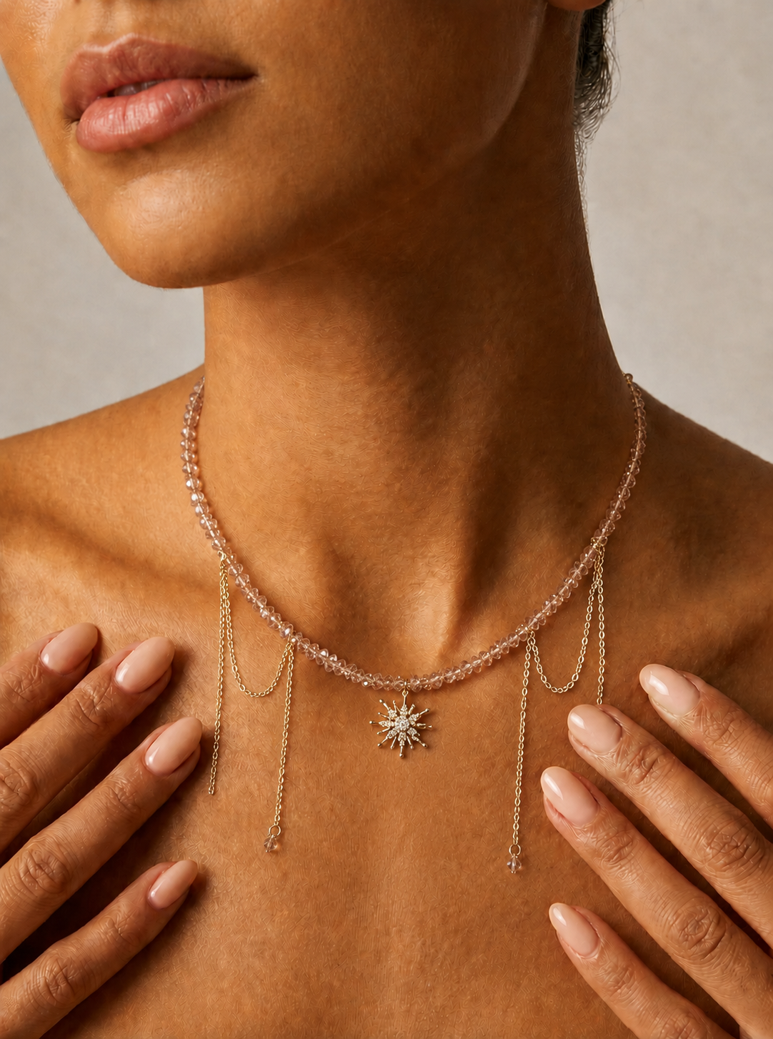 Ethereal Shimmer Beaded Choker Anti Tarnish