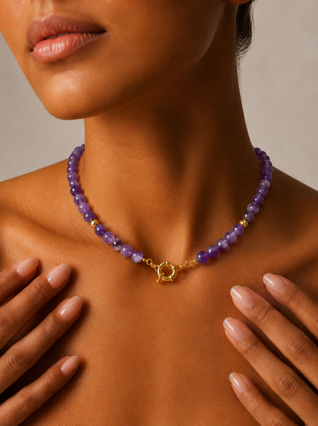 Royal Amethyst Beaded Necklace 💜 | Anti Tarnish