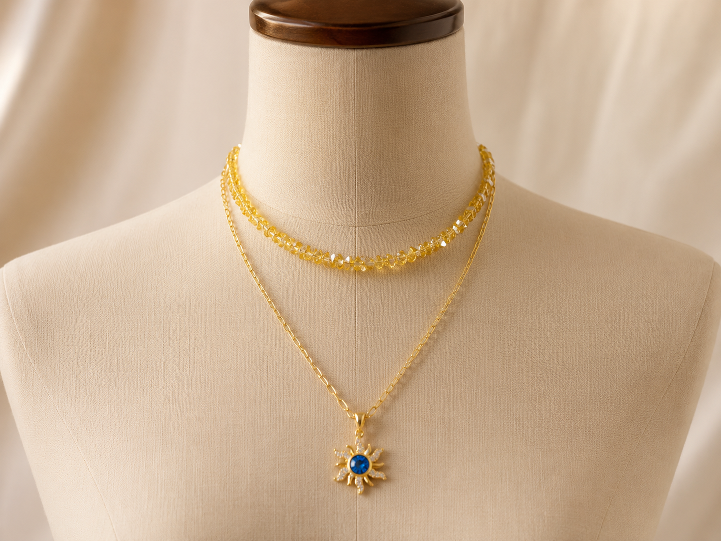 Sunburst Beaded Layered Necklace ☀️| Anti Tarnish