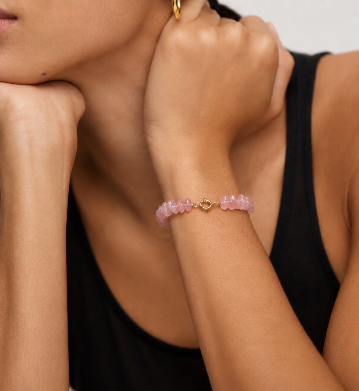 Rose Quartz Chip Bracelet | Anti Tarnish