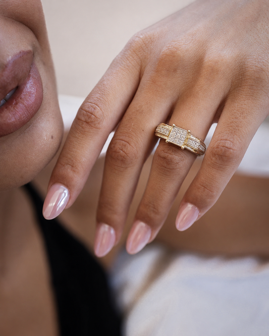 Diamond-Encrusted Gold Band Ring | Radiant Elegance