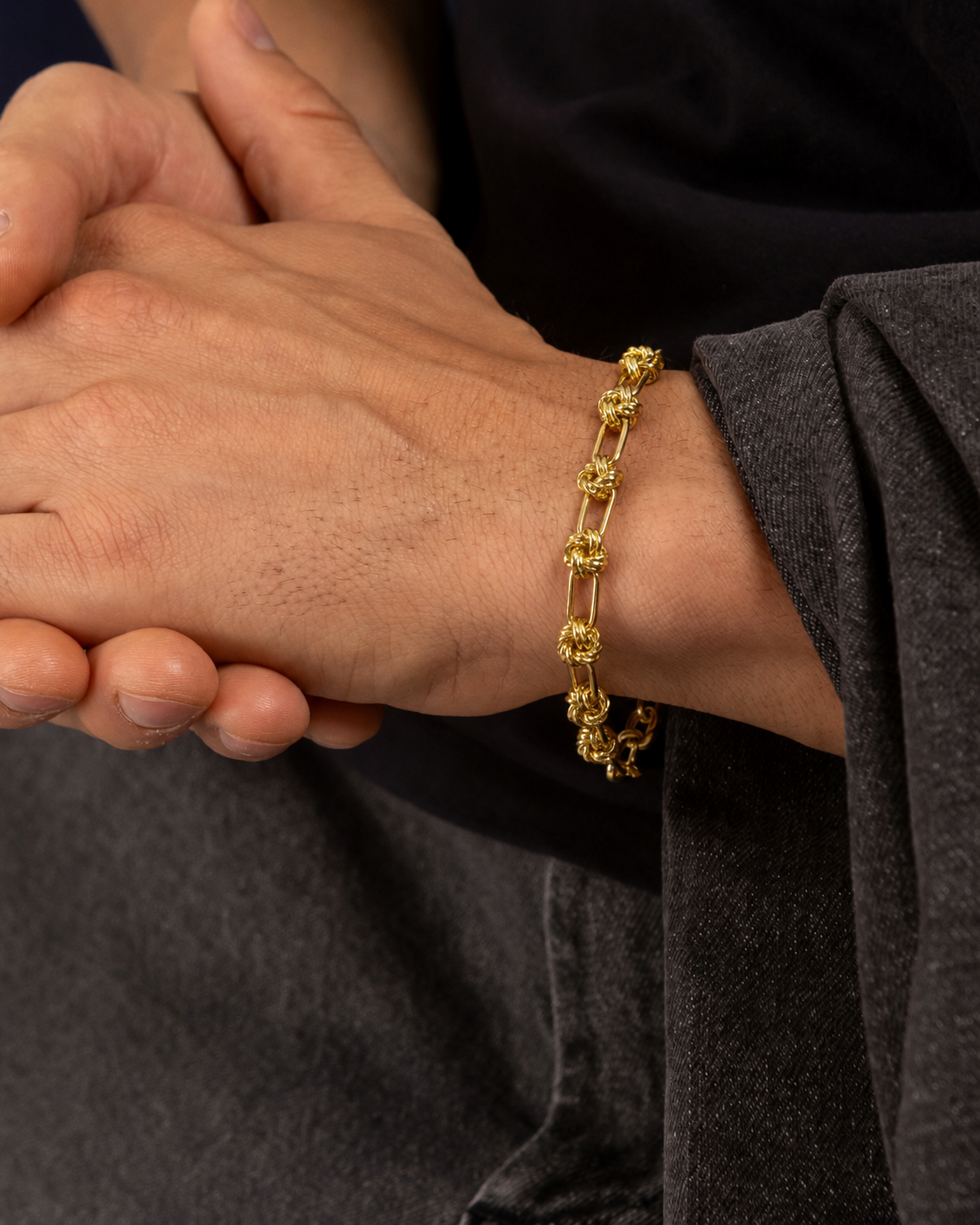Gold-Tone Knotted Link Bracelet | Artistic Statement Jewelry