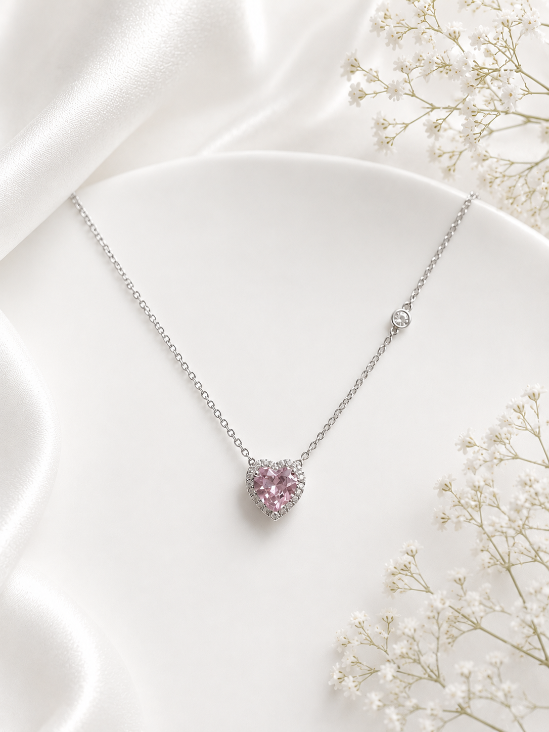 Pink Heart Pendant Necklace | Romantic & Elegant Fine Jewelry