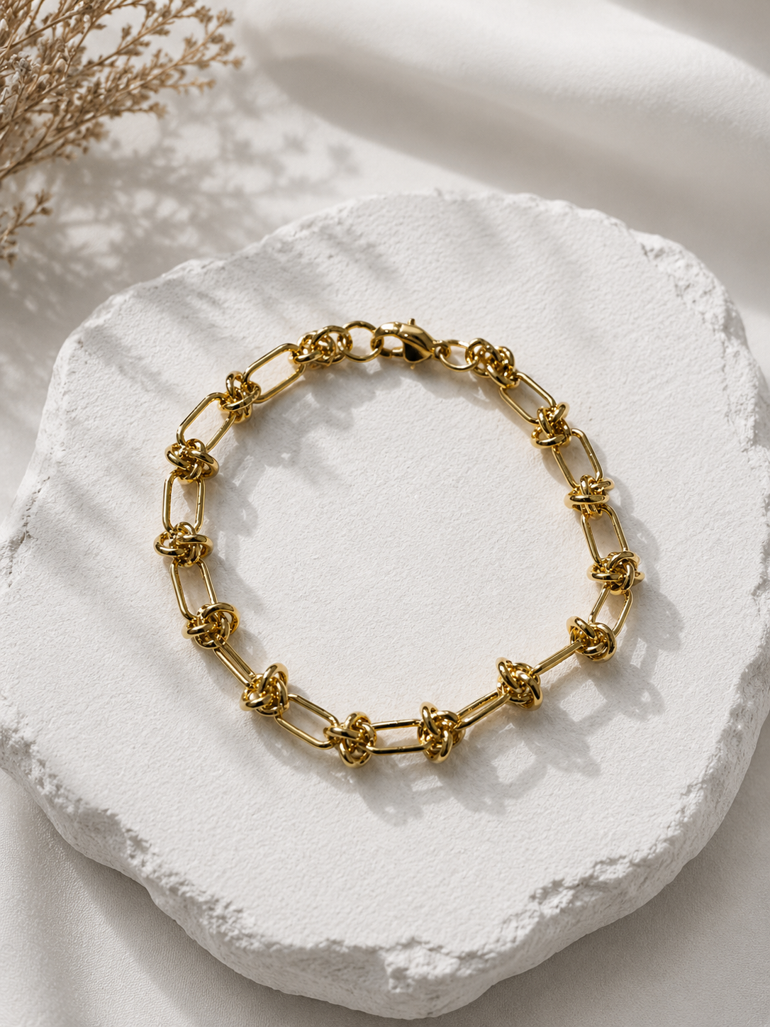 Gold-Tone Knotted Link Bracelet | Artistic Statement Jewelry