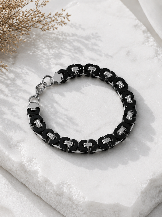 Men's Two-Tone Byzantine Link Bracelet | Modern Contrast Essential