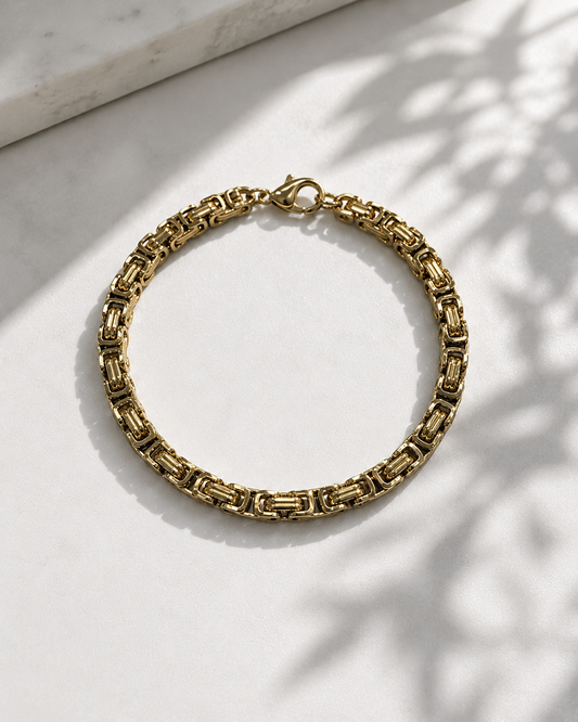 Men's Gold-Tone King’s Chain Bracelet | Intricate Craftsmanship, Modern Elegance
