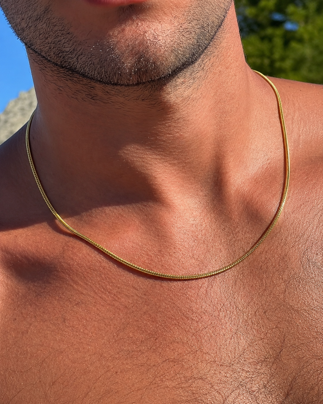 Men's Gold-Tone Snake Chain Necklace | Modern Minimalist Essential ✨