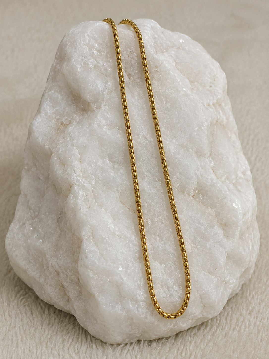 Gold-Tone Rounded Box Chain Necklace | Minimalist Everyday Essential