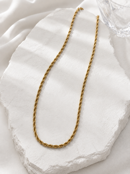 Classic Gold-Tone Rope Chain Necklace | Timeless Minimalist Essential