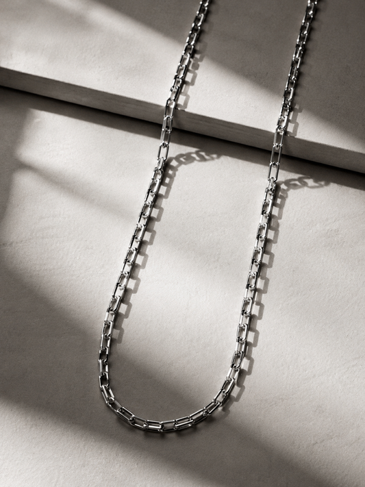 Classic Silver-Tone Paperclip Chain Necklace | Modern Minimalist Essential