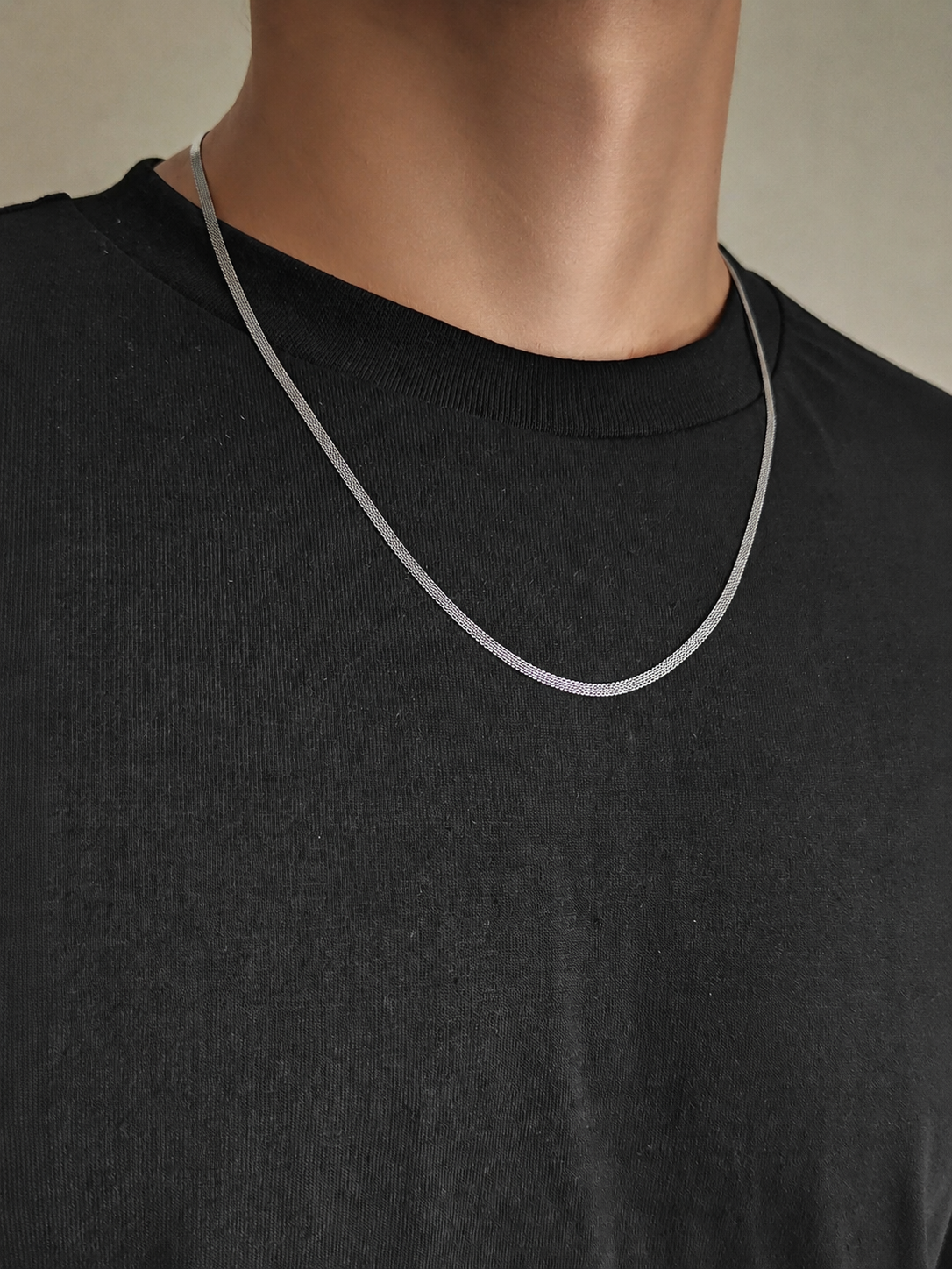 Sleek Silver-Tone Herringbone Chain | Modern Minimalist Essential ✨