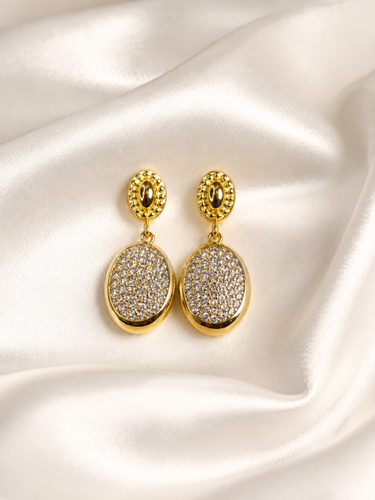 Heritage Oval Pavé Drop Earrings