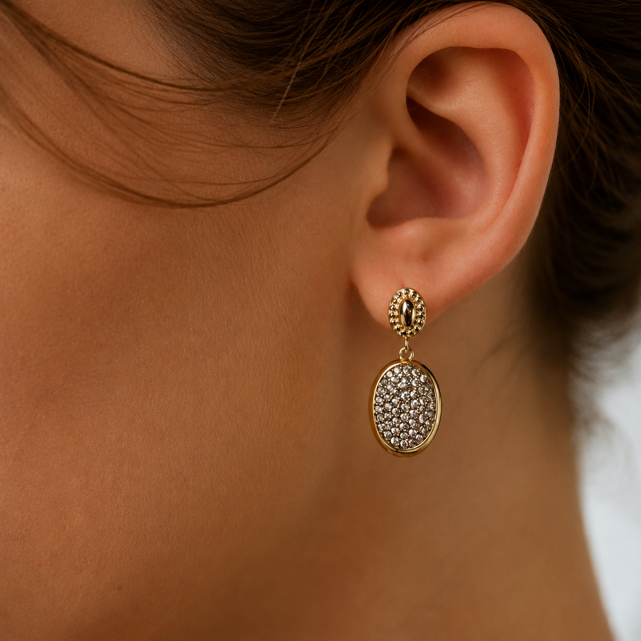Heritage Oval Pavé Drop Earrings