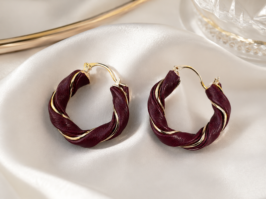 Bordeaux Twist Statement Hoops