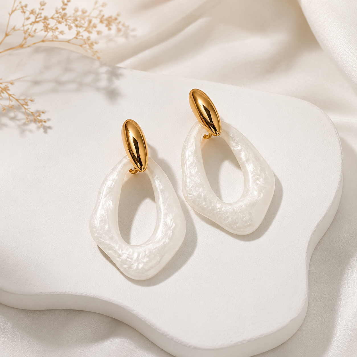 Ivory Sculptural Drop Earrings