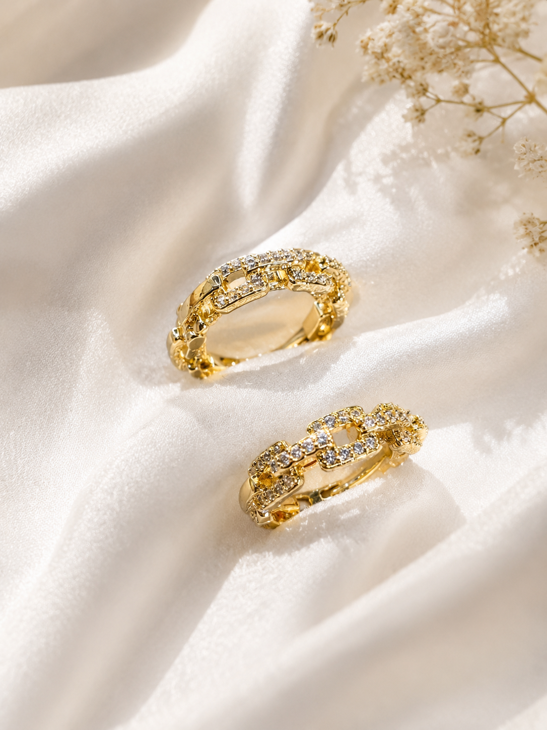 Link Luxe Pavé Hoop Earrings 18k Gold Plated | Anti Tarnish