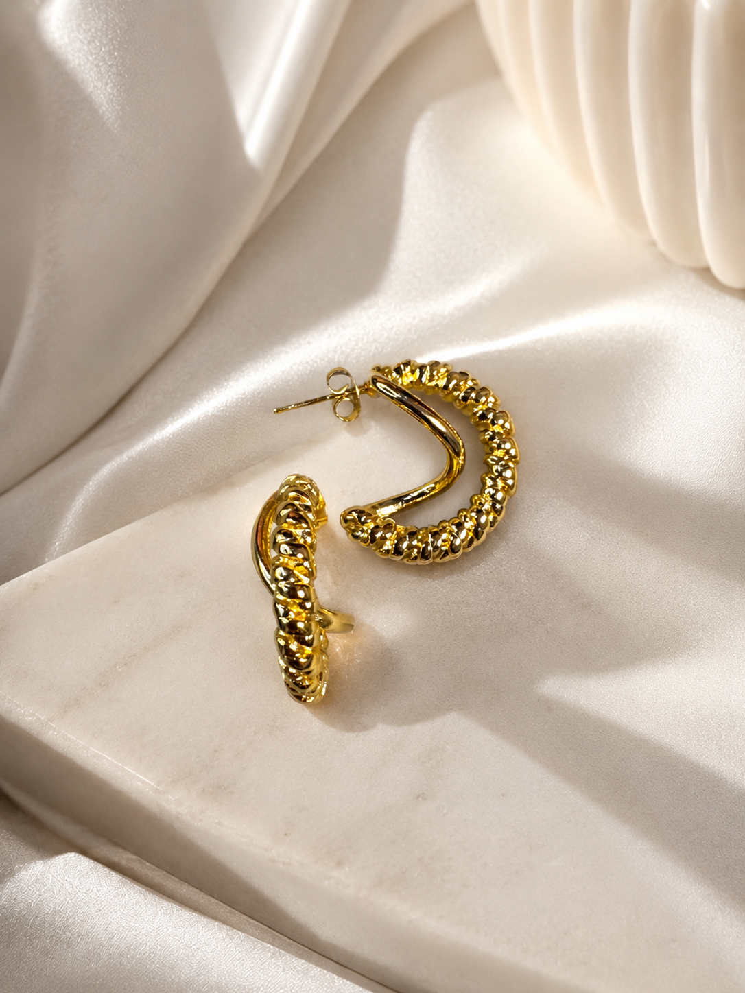 Rope Hoop Earrings | 18k Gold Plated | Anti tarnish