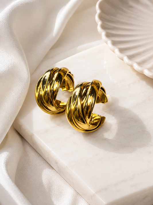 Twisted Gold Hoops | 18k Gold Plated | Anti Tarnish