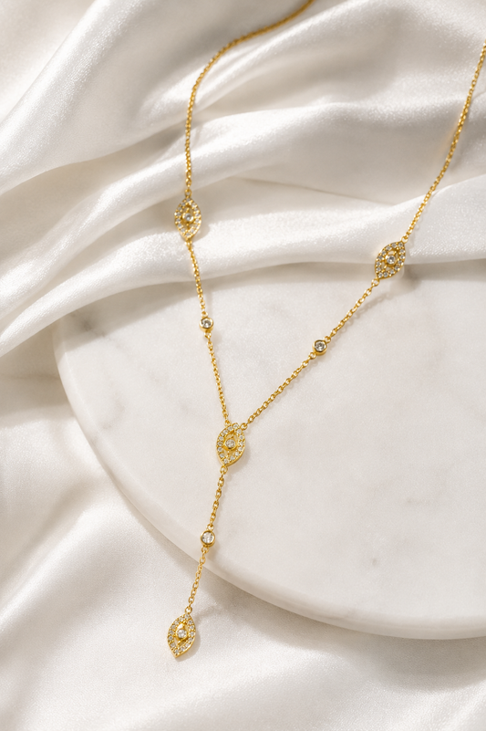 Marquise Halo Lariat Necklace