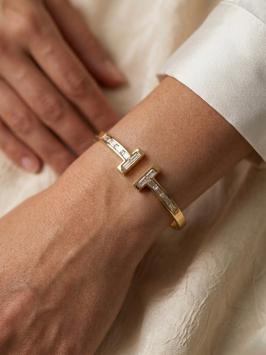 Adorable Mini T-Bar Crystal Kada – Anti-Tarnish Gold-Plated