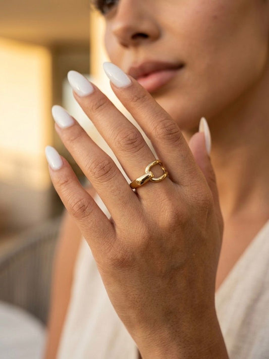 The Minimalist Clasp Band | Sleek Polished Gold-Tone Statement Ring