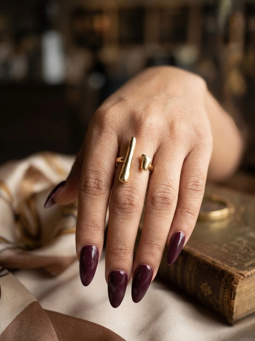 Modernist Gold Split Bar Ring