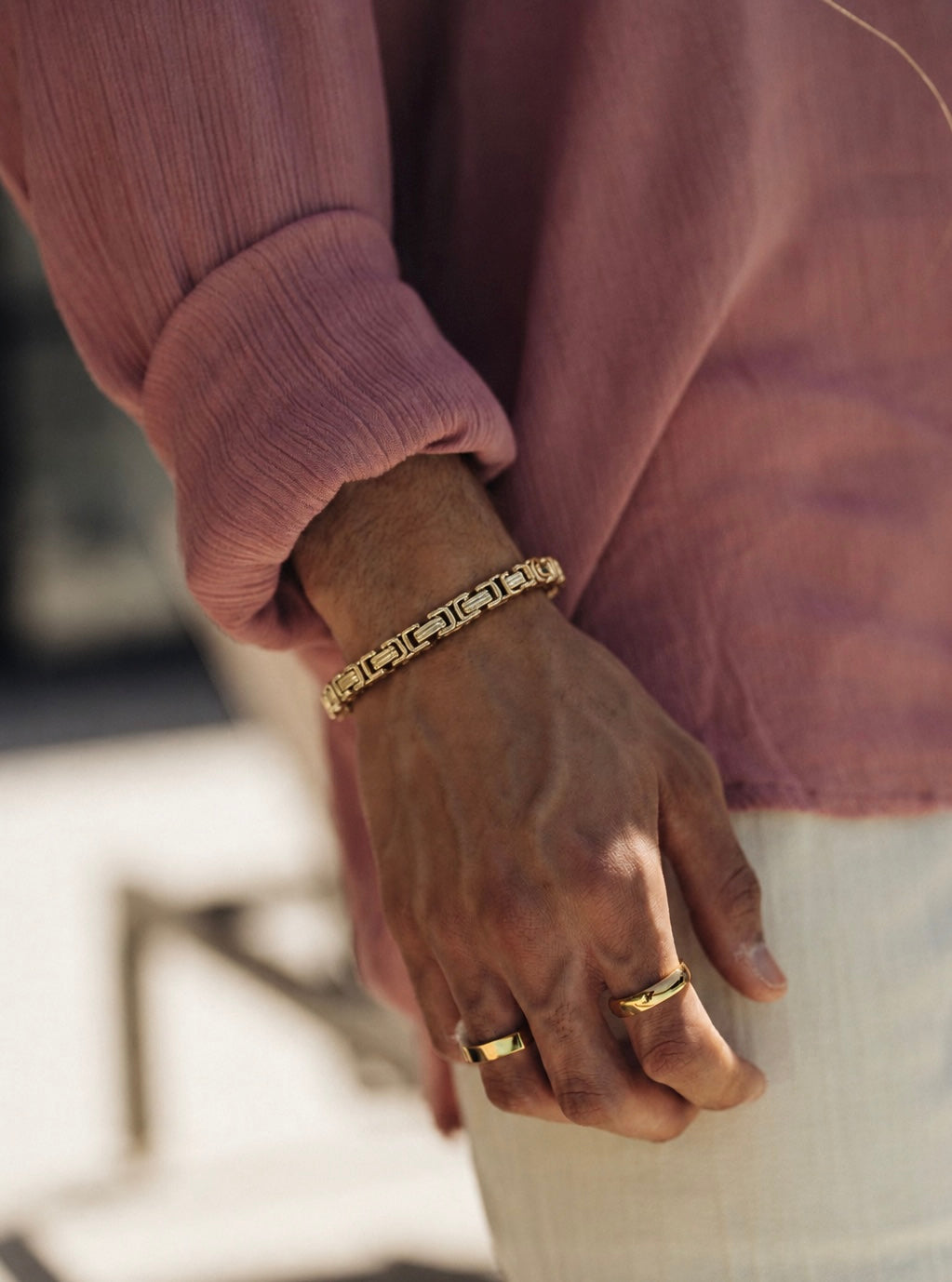 Men's Gold-Tone King’s Chain Bracelet | Intricate Craftsmanship, Modern Elegance